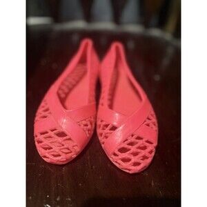Vintage 80's Jelly Shoes Plastic Peep Toe Sandals Kids Girls Size 12 Coral